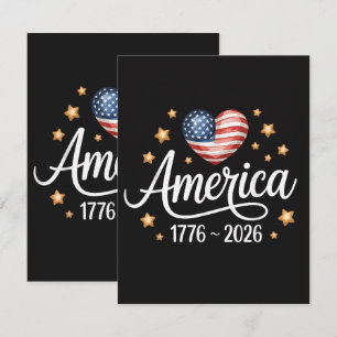 Hübsches Flaggenherz 1776-2026 4. Juli 250. Dankeskarte