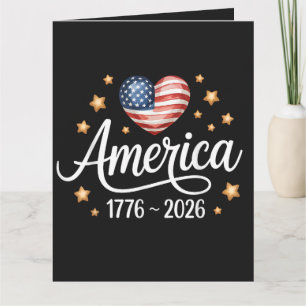 Hübsches Flaggenherz 1776-2026 4. Juli 250. Dankeskarte