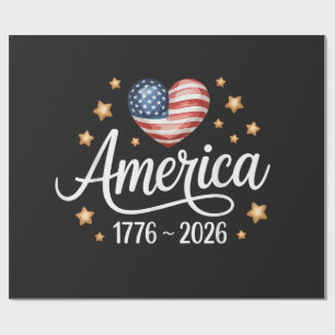 Hübsches Flaggenherz 1776-2026 4. Juli 250. Geschenkpapier