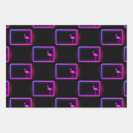 Hübsches Flamingo Wrapping Paper Flat Sheet Set 3 Geschenkpapier Set