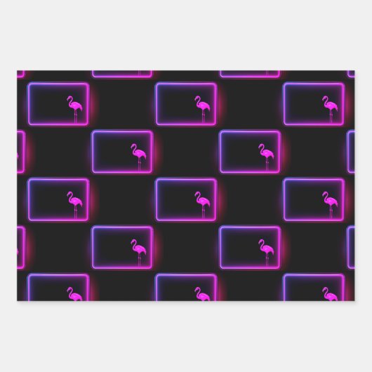 Hübsches Flamingo Wrapping Paper Flat Sheet Set 3 Geschenkpapier Set (Vorderseite 3)