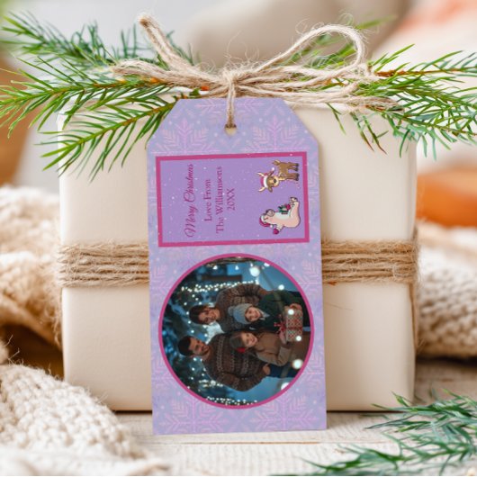 Hübsches Fliederhirsch- und Eisbär-Weihnachtsgesch Geschenkanhänger