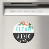 Hübsches Floral CLEAN DIRTY Geschirrspüler Magnet (In Situ (Geschirrspüler))