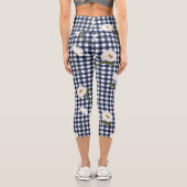 Hübsches Floral Daisy Gingham Karo Muster Capri Leggings (Rückseite)