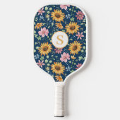 Hübsches Floral Monogram Pickleball Paddel Pickleball Schläger (Rückseite)