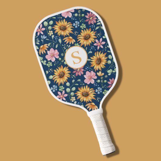 Hübsches Floral Monogram Pickleball Paddel Pickleball Schläger