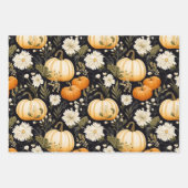 Hübsches Floral Pumpkin-Muster Geschenkpapier Set (Vorderseite)