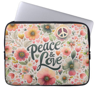 Hübsches Floral Retro Frieden und Liebe Laptopschutzhülle