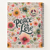 Hübsches Floral Retro Frieden und Liebe Notizblock (Rückseite)