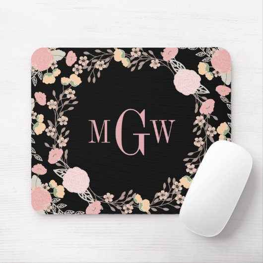 Hübsches florales Botanisches Monogramm Mousepad (Mit Mouse)