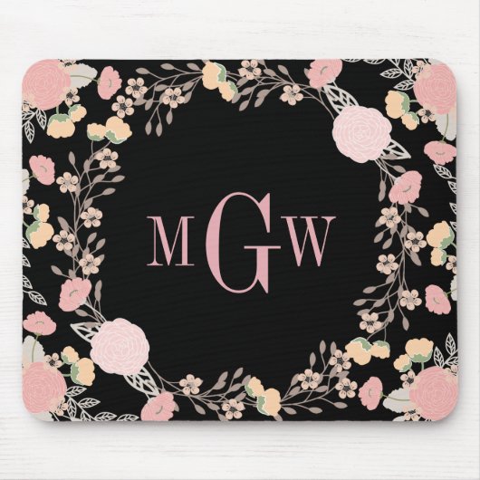 Hübsches florales Botanisches Monogramm Mousepad (Vorne)
