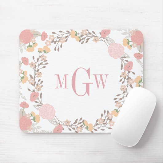 Hübsches florales Botanisches Monogramm Mousepad (Mit Mouse)