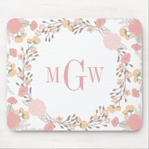 Hübsches florales Botanisches Monogramm Mousepad