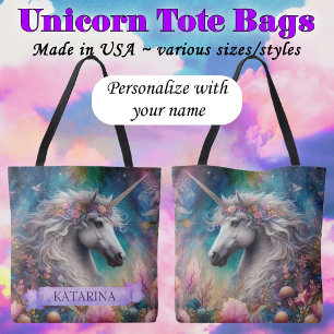 Hübsches florales märchenhaftes Einhorn mit indivi Tasche