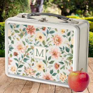 Hübsches florales Monogramm Metall Brotdose