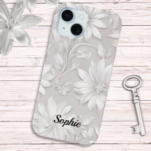 Hübsches florales Muster Natürliches Weiß Elegante Case-Mate iPhone Hülle