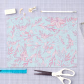 Hübsches, florales Muster Pink und Blau Seidenpapier (Handwerk)