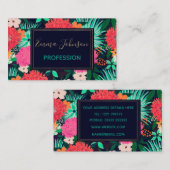 Hübsches florales Navy-Blue Design Visitenkarte (Vorne/Hinten)