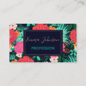 Hübsches florales Navy-Blue Design Visitenkarte (Vorderseite)