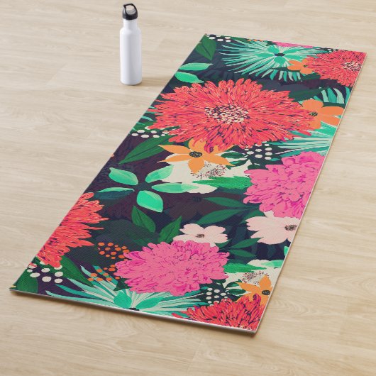 Hübsches florales Navy-Blue Design Yogamatte (Beispiel)