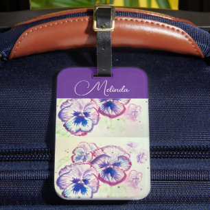 Hübsches Florales Pastell-Stiefmütterchen Lila Was Gepäckanhänger