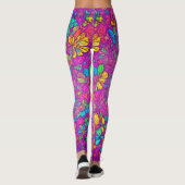 Hübsches florales, rosa Boho Hippie-Muster Leggings (Rückseite)
