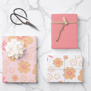 Hübsches florales süßes Muster Geschenkpapier Set