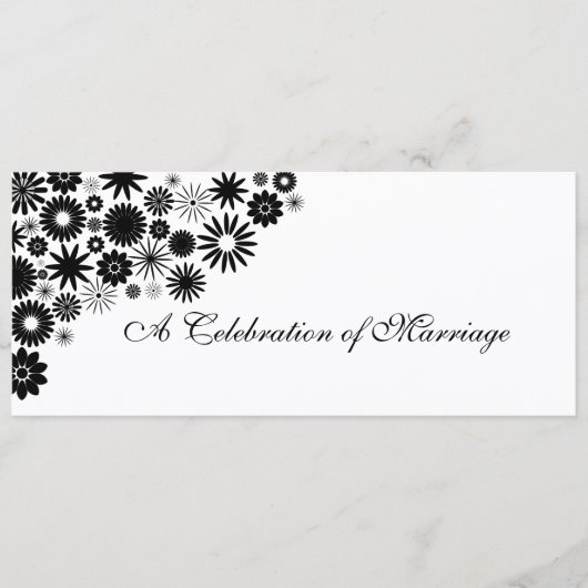 Hübsches Florals Black Wedding Programm (Vorderseite)