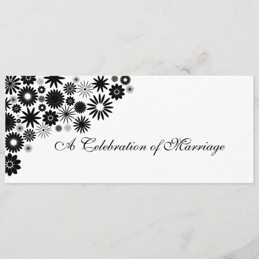 Hübsches Florals Black Wedding Programm (Vorderseite)