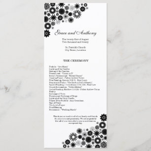 Hübsches Florals Black Wedding Programm