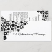 Hübsches Florals Black Wedding Programm (Vorne/Hinten)