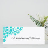 Hübsches Florals Türkis Hochzeitsprogramm Programm (Stehend Vorderseite)
