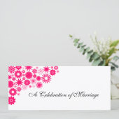 Hübsches Florals Vibrannt Pink Hochzeitsprogramm Programm (Stehend Vorderseite)