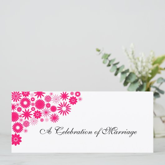Hübsches Florals Vibrannt Pink Hochzeitsprogramm Programm (Stehend Vorderseite)