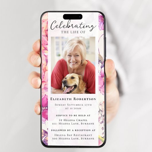 Hübsches Foto Beerdigung Digitale Einladung