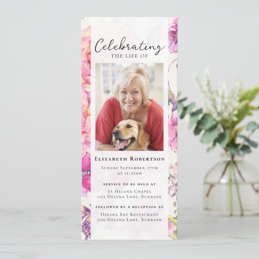 Hübsches Foto Beerdigung Digitale Einladung (Stehend Vorderseite)