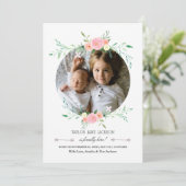 Hübsches Foto Blumenreath Geburtserklärung Ankündigung (Stehend Vorderseite)