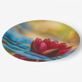 Hübsches Foto einer Lotus-Blume in einem Teich Pappteller (Schrägansicht)