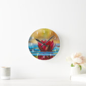 Hübsches Foto einer Lotus-Blume in einem Teich Runde Wanduhr (Zuhause)