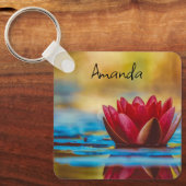 Hübsches Foto einer Lotus-Blume in einem Teich Schlüsselanhänger (Vorderseite)