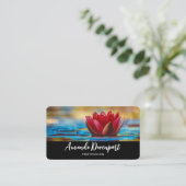 Hübsches Foto einer Lotus-Blume in einem Teich Visitenkarte (Stehend Vorderseite)