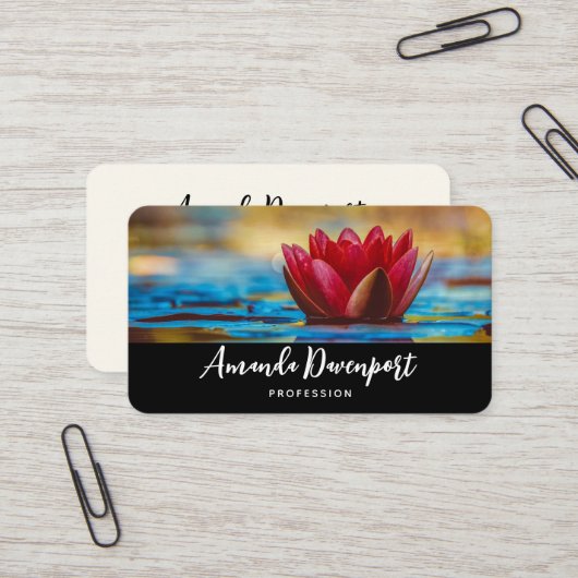 Hübsches Foto einer Lotus-Blume in einem Teich Visitenkarte (Vorderseite/Rückseite Beispiel)