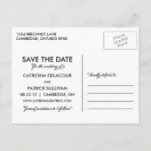 Hübsches Foto mit weißem Skript Save the Date Post Ankündigungspostkarte (Rückseite)