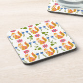 Hübsches Foxy Blumenpastellmuster Getränkeuntersetzer (Linke Seite)