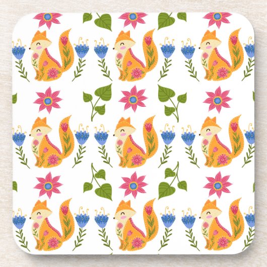 Hübsches Foxy Blumenpastellmuster Getränkeuntersetzer (Vorderseite)