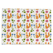 Hübsches Foxy Blumenpastellmuster Große Geschenktüte (Rückseite)