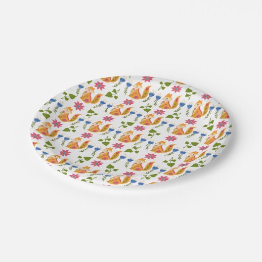 Hübsches Foxy Blumenpastellmuster Pappteller (Schrägansicht)
