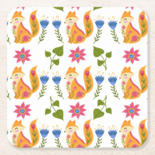 Hübsches Foxy Blumenpastellmuster Rechteckiger Pappuntersetzer