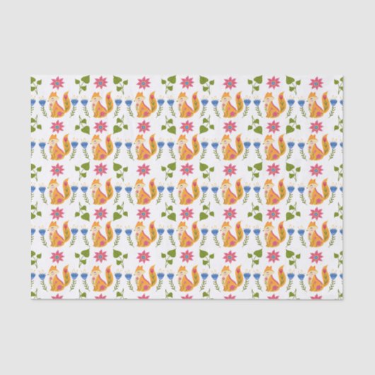Hübsches Foxy Blumenpastellmuster Seidenpapier (Vorderseite)