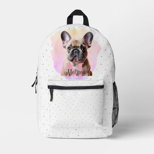 Hübsches Französisches Bulldog Puppy Animal Pink M Bedruckter Rucksack (Vorderseite)